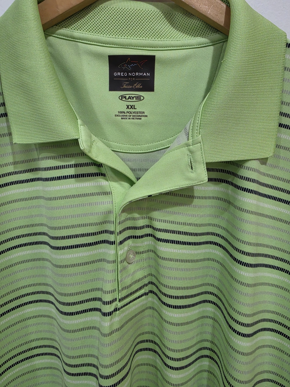 Greg Norman Men's Lime Green Striped Polo Shirt Size 2XL - Picture 5 of 5